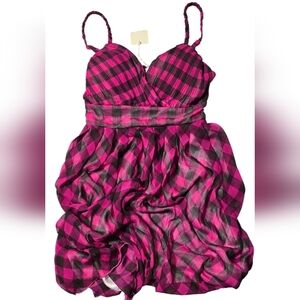 Pink and Black Checkered Dress